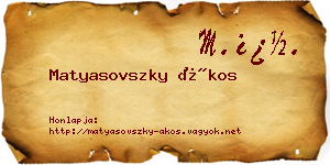 Matyasovszky Ákos névjegykártya