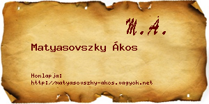 Matyasovszky Ákos névjegykártya